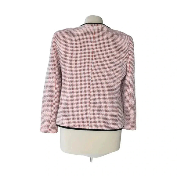 CeCe Cotton Tweed Style Blazer Cropped Black Piping Size 12 Career Twee - Picture 3 of 6